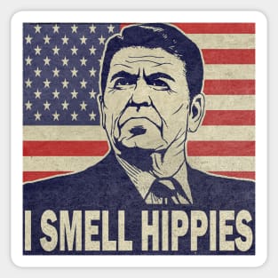 I Smell Hippies Ronald Reagan Sticker